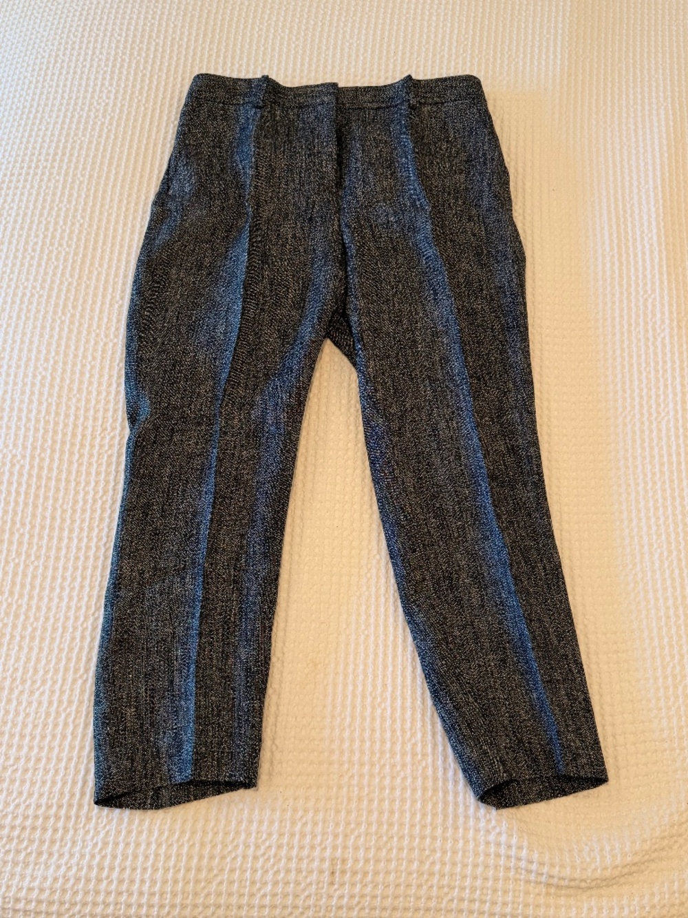 Theory Linen Blend Tapered Trousers Heather Blue Sz 10 EUC